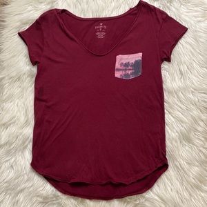 American Eagle Womens Juniors Favorite Tee T Shirt Size Small Short Sleeve Red